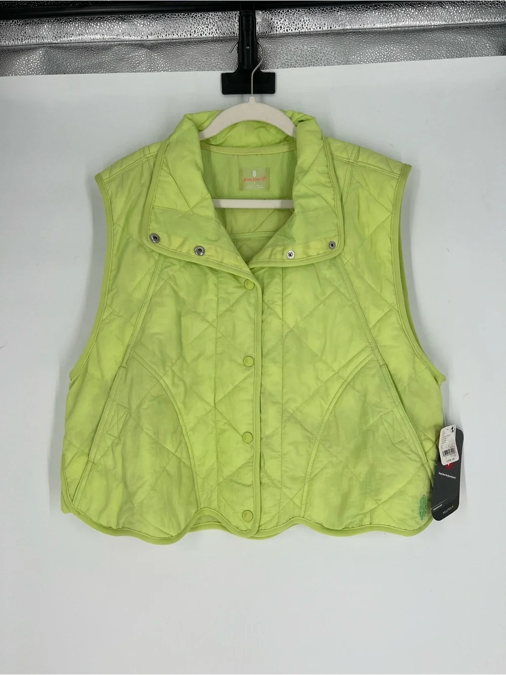 Free People Movement Quinn Lime Green Quilted Windbreaker Athletic Vest S NWT